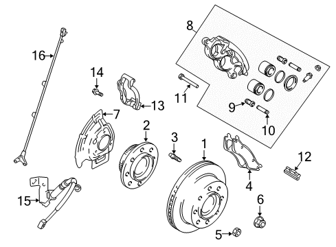 2009 Dodge Ram 2500 Wheel Stud, Front Diagram for 68049119AA