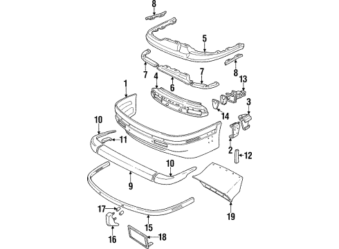 1989 Chrysler TC Maserati Bumper & Components - Front Diagram