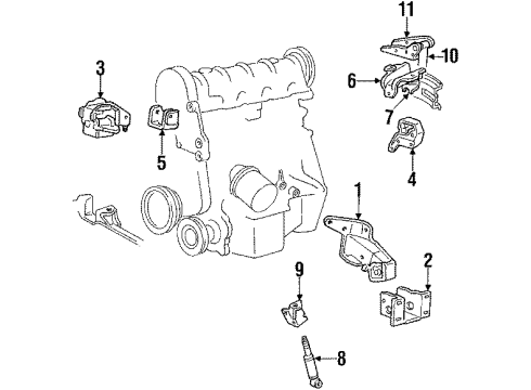 1989 Chrysler TC Maserati Engine & Trans Mounting Diagram 2 - Thumbnail
