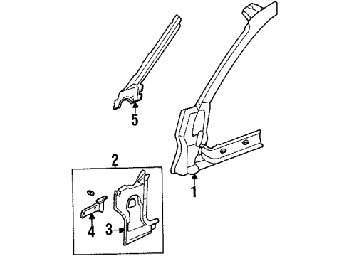 1996 Dodge Neon Hinge Pillar, Front Diagram for 4897138AA