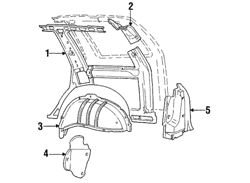 1994 Jeep Grand Cherokee Wheelhouse Panel, Rear Inner Diagram for 55296117