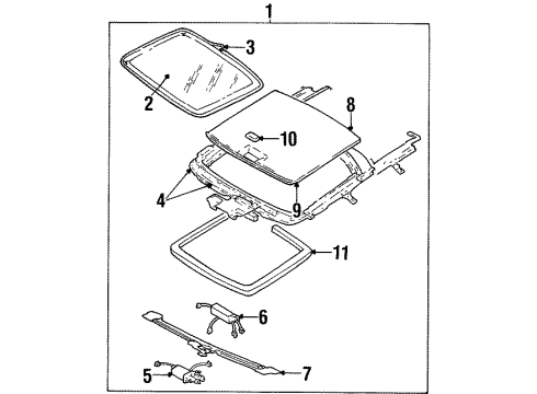 1997 Chrysler Cirrus Sunshade Guide Diagram for 5003904AB