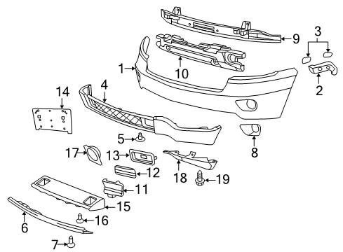 2013 Jeep Grand Cherokee Fog Lamp Bezel, Black, Front Driver Side Diagram for 68078285AA