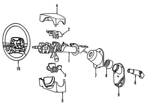 1992 Chrysler LeBaron Horn Button, Red Diagram for P224LX9
