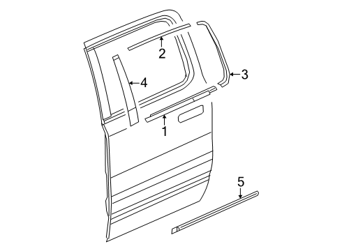 2025 Ram 1500 Exterior Trim - Rear Door Diagram