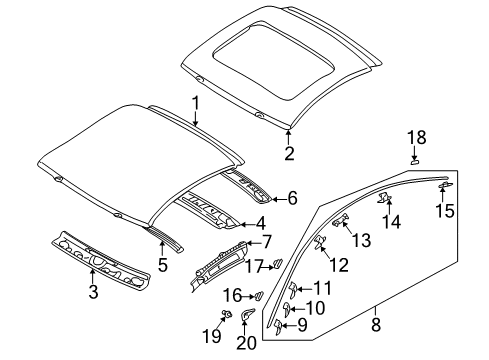 2002 Chrysler Sebring Drip Molding, Driver Side Diagram for MR432871
