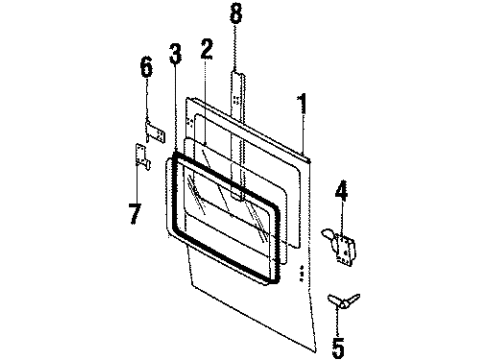 1986 Jeep CJ7 Back Door & Components Diagram