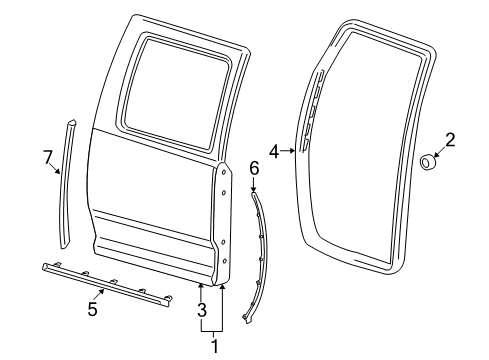 2012 Ram 1500 Rear Weatherstrip, Lower Diagram for 55372956AF