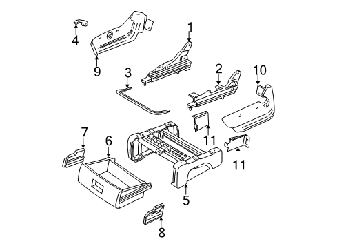 2001 Chrysler Voyager Storage Drawer, Navy Blue, Front Diagram for MW581QL