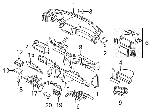 2006 Jeep Grand Cherokee Bezel, Gray Diagram for 5JN311DHAO