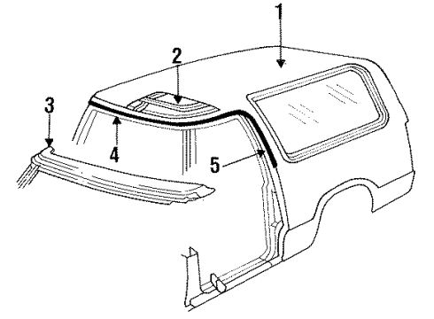 1992 Dodge Ramcharger Exterior Trim - Roof Diagram
