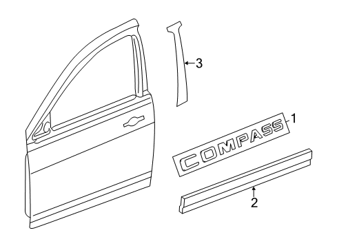 2017 Jeep Compass Lower Molding, Front Driver Side Diagram for 5182563AB