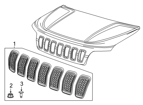 2022 Jeep Cherokee Grille Assembly Stud Diagram for 6512366AA