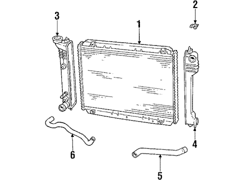 1986 Dodge Daytona Radiator & Components Diagram