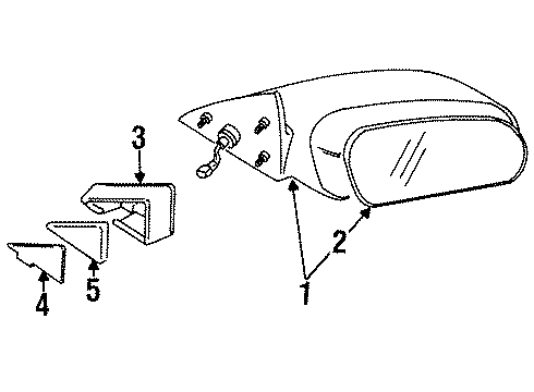 1998 Dodge Avenger Mirror Assembly, Black Diagram for MB882392