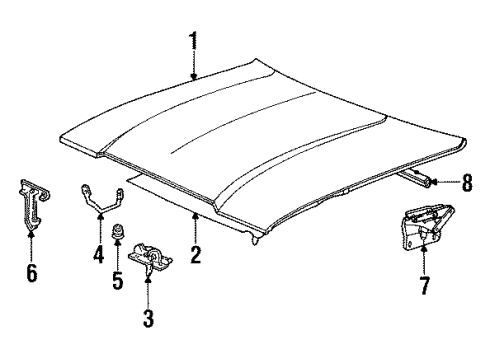 1988 Chrysler New Yorker Hood & Components Diagram