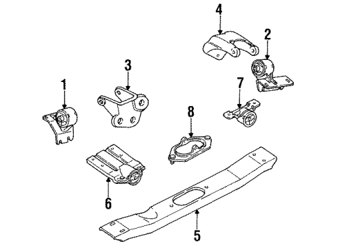 1993 Jeep Grand Cherokee Transmission Mount Bracket, Rear Diagram for 52018329