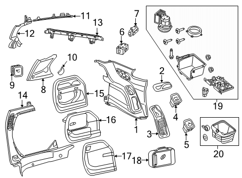 2019 Chrysler Pacifica Seat Switch, Rear Passenger Side Diagram for 68234023AA