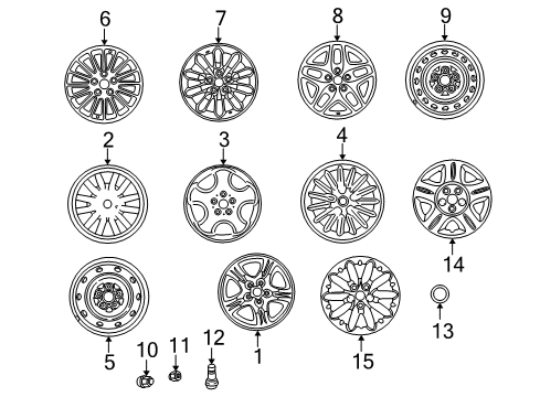 2002 Chrysler 300M Center Cap Diagram for 4782290AA