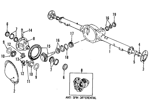 1996 Dodge Ram 1500 Differential Cover, Rear Diagram for 53007762