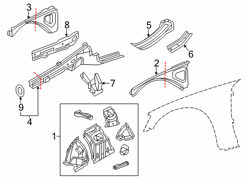 2015 Dodge Charger Structural Components & Rails Diagram