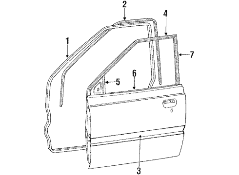 1990 Dodge Colt Exterior Trim - Front Door Diagram