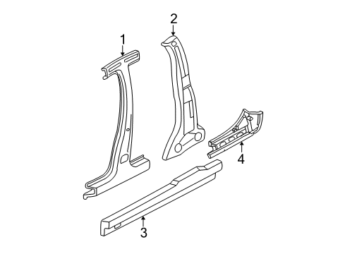 2002 Dodge Neon Inner Center Pillar, Driver Side Diagram for 5066269AB