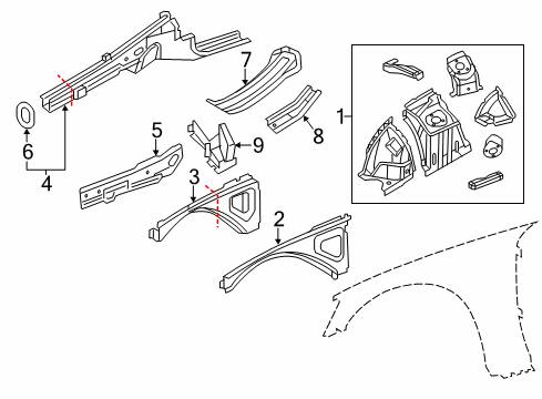 2015 Chrysler 300 Upper Inner Rail, Front Passenger Side Diagram for 68037592AA