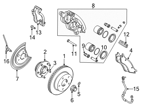 2005 Dodge Ram 1500 Flex Hose, Front Passenger Side Diagram for 5290564AB