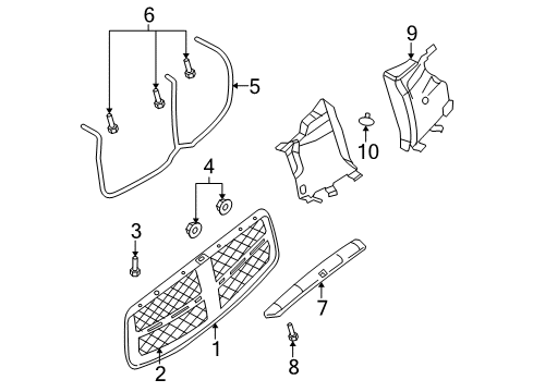 2006 Dodge Ram 1500 Grille Assembly, Black Diagram for 55372816AB