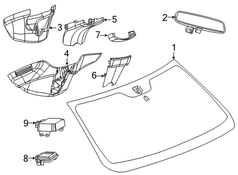 2024 Ram 2500 Mirror Inside Diagram for 68324982AA