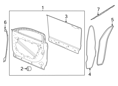 2023 Dodge Hornet Door Shell, Front Diagram for 68606941AA