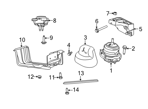 2016 Jeep Grand Cherokee Engine & Trans Mounting Diagram