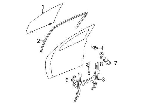 2010 Dodge Caliber Regulator Handle Spacer, Gray, Rear Diagram for 1CP82XDVAA