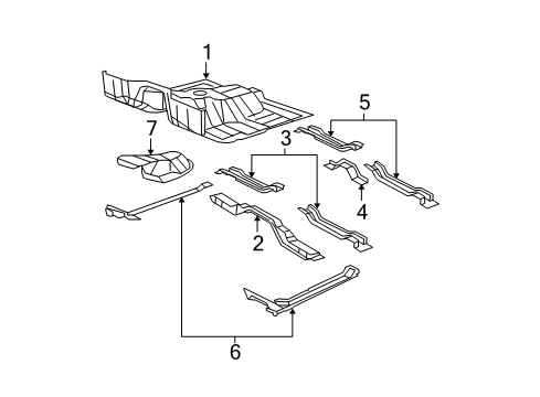 2007 Jeep Wrangler Front Floor Pan Diagram for 55395323AD