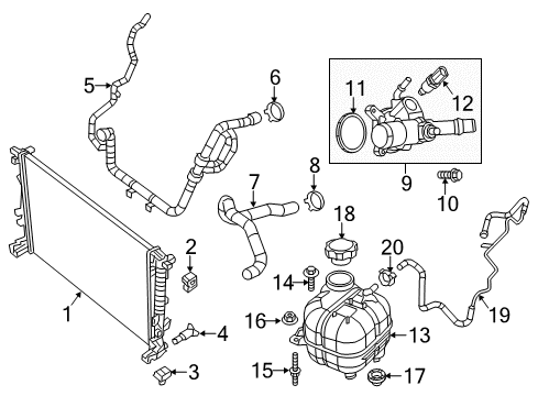 2016 Jeep Cherokee Thermostat Housing Diagram for 5047861AD