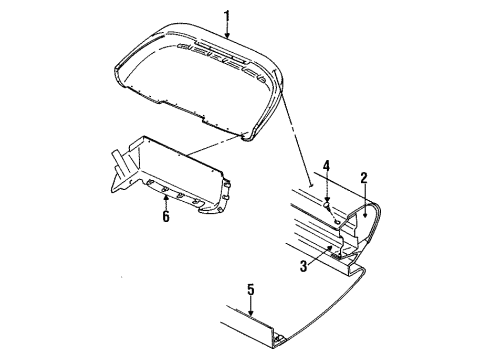 1993 Dodge Viper Bumper Cover, Rear Diagram for 4642918