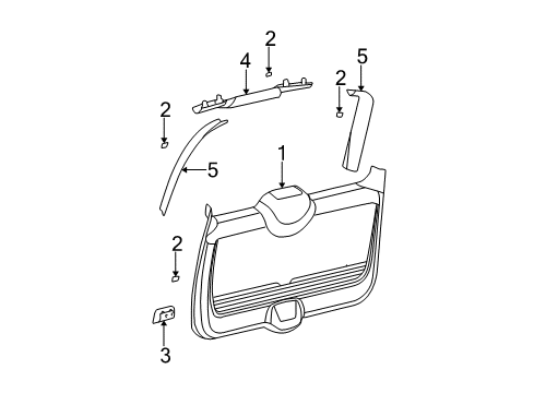 2008 Chrysler PT Cruiser Lift Gate Trim, Gray, Rear Diagram for RK04BDAAH