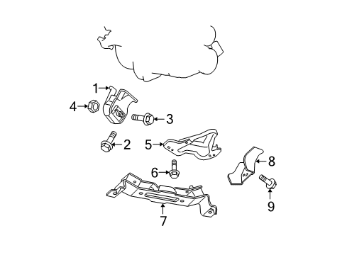 2005 Jeep Grand Cherokee Transmission Mount Bracket Diagram for 52089933AB