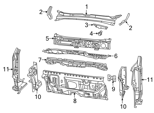 2022 Jeep Renegade Plenum Panel, Front Diagram for 68369885AA