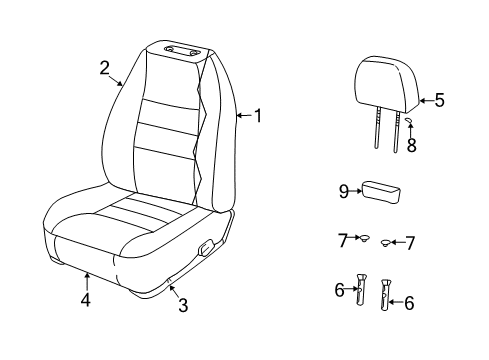 2002 Jeep Wrangler Seat Back, Front Passenger Side Diagram for UW201AZAA