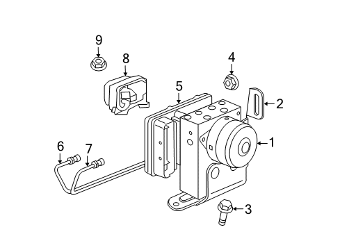 2005 Jeep Grand Cherokee ABS Control Unit Bracket Diagram for 5140723AA