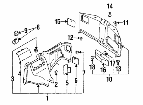1996 Dodge Stealth Quarter Trim Panel Grommet Diagram for MU480034