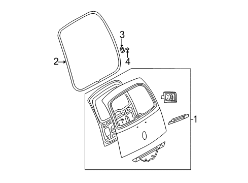 2008 Chrysler PT Cruiser Lift Gate, Rear Diagram for 68001685AB