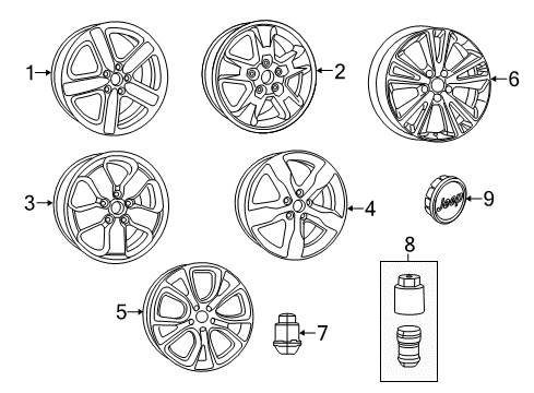 2012 Jeep Grand Cherokee Wheel, Alloy Diagram for 1HQ21SZ0AD