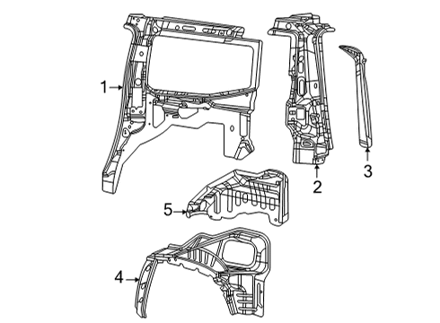 2022 Jeep Wagoneer Outer Wheelhouse, Rear Passenger Side Diagram for 68444406AB