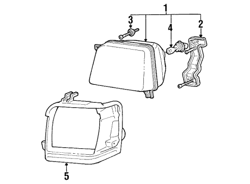 1991 Dodge Colt Headlamp Assembly Diagram for MB598450