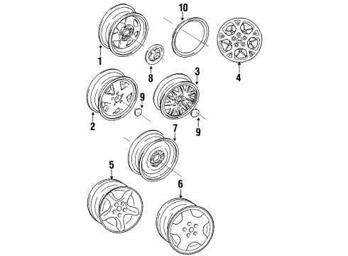 1994 Jeep Grand Cherokee Wheel, Alloy Diagram for 5DR24MD2