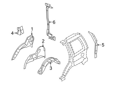 2008 Jeep Liberty Wheelhouse Liner, Rear Driver Side Diagram for 55157413AB