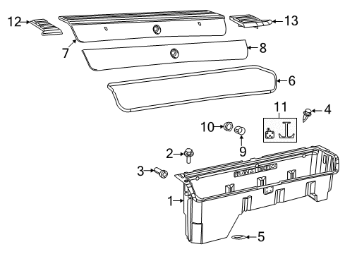 2017 Ram 3500 Storage Tray Plug, Rear Diagram for 68372819AA